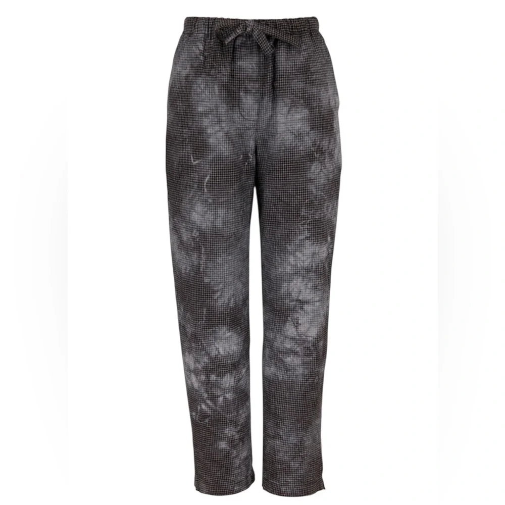 Raquel Allegra Black Check Tie Dye Drawstring Pants